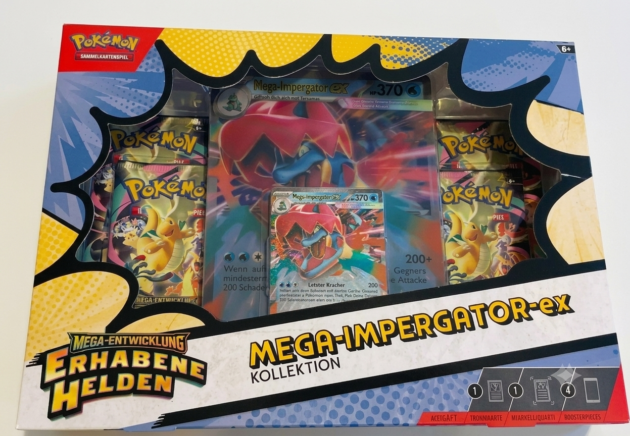 Pokémon Mega-Entwicklung: Erhabene Helden – Mega-Impergator-ex Kollektion (Deutsch)